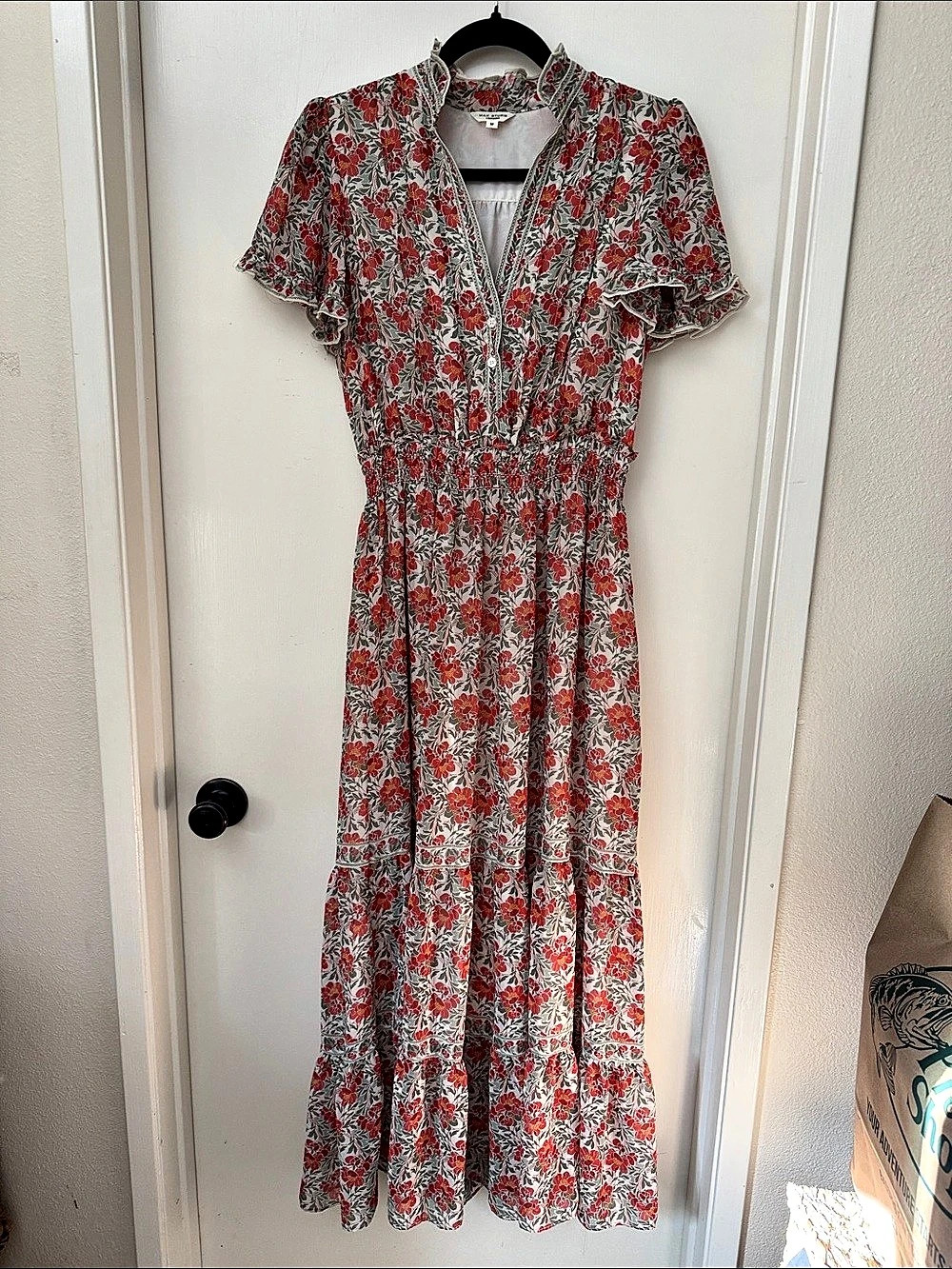 Max Studio Floral Maxi Dress in Red & Gray Size Medium Like New